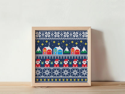 Christmas ornaments cross stitch pattern, festive holiday embroidery design