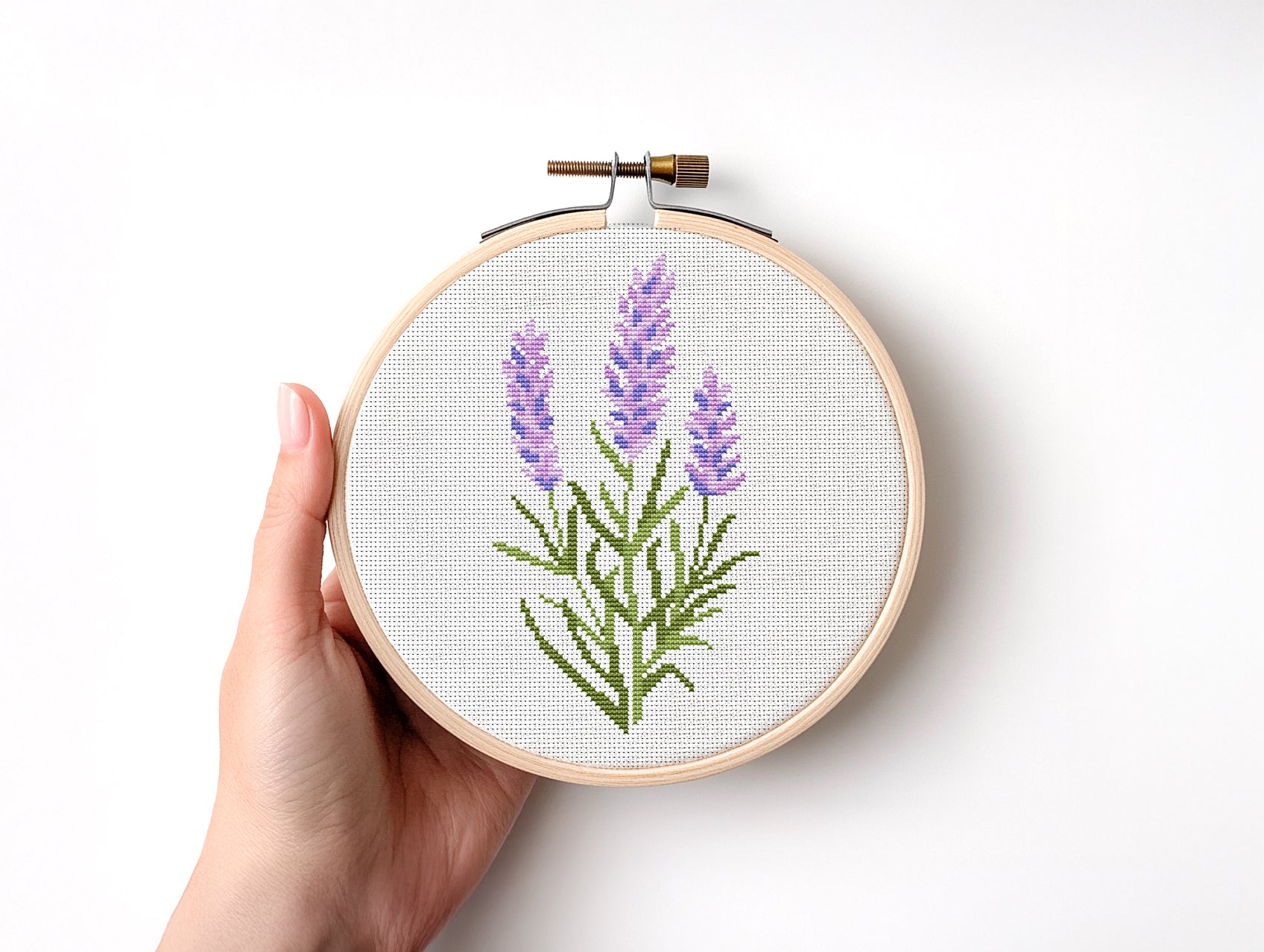 Meadow flower cross stitch pattern set – PDF charts of lavender, poppy, veronica, craspedia, and forget-me-not