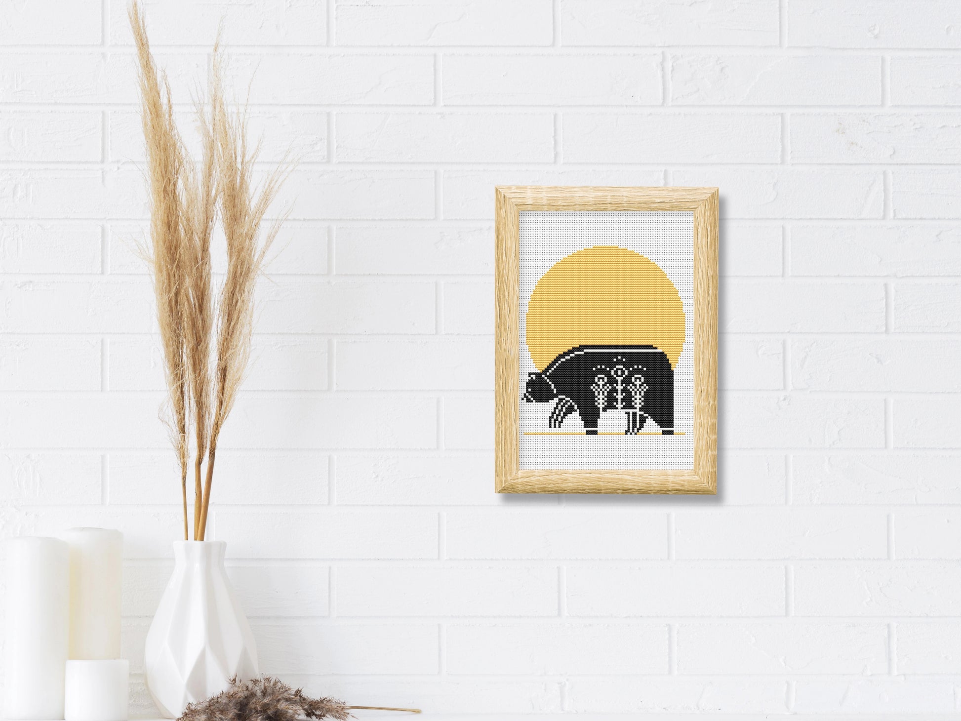 Scandinavian bear cross stitch pattern, Nordic folk embroidery design