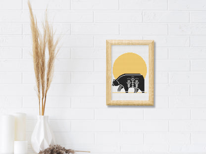 Scandinavian bear cross stitch pattern, Nordic folk embroidery design