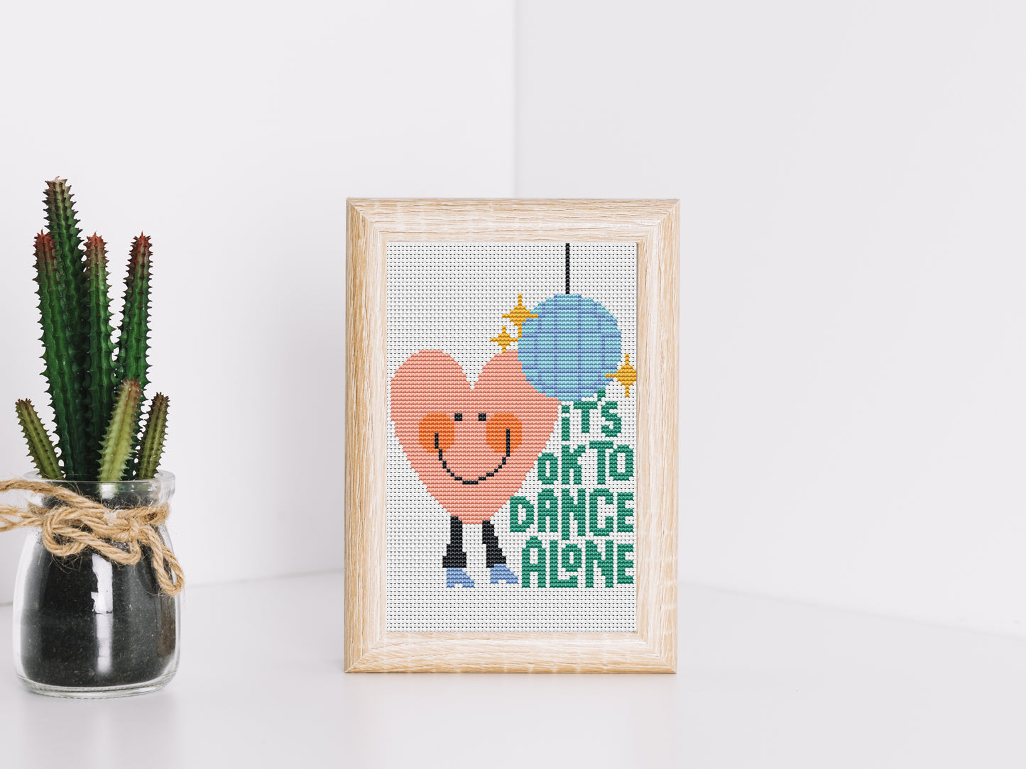 It’s OK to Dance Alone cross stitch pattern – empowering quote embroidery PDF for modern decor and self-love