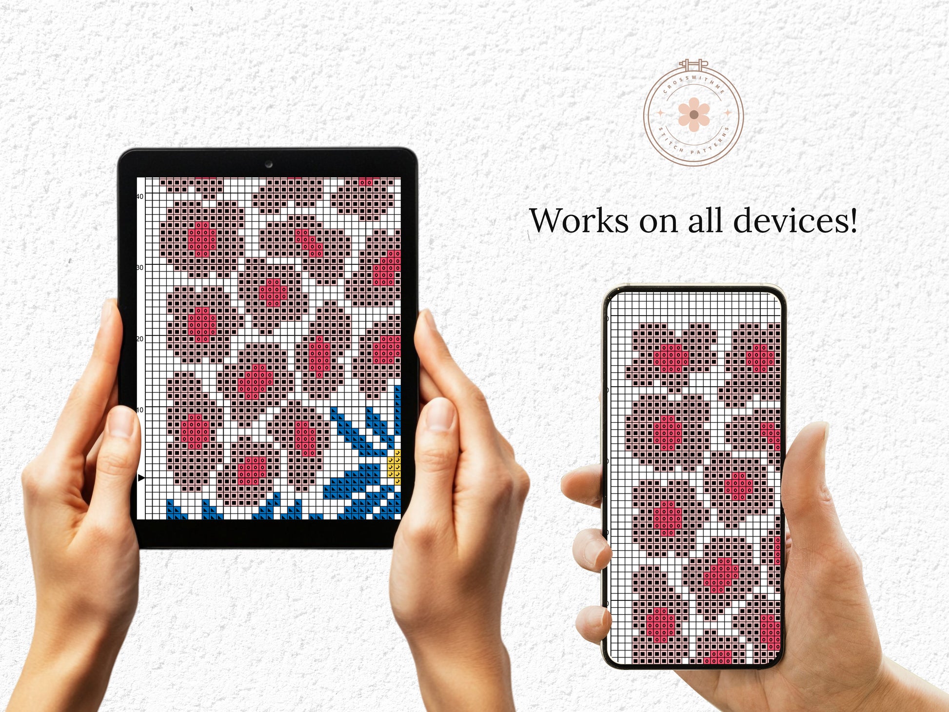 Abstract Colorful Flowers Cross Stitch Pattern – PDF Download