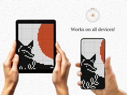 Scandinavian fox cross stitch pattern, Nordic folk embroidery design