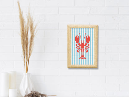 Langoustine trendy summer cross stitch pattern – modern seafood embroidery PDF