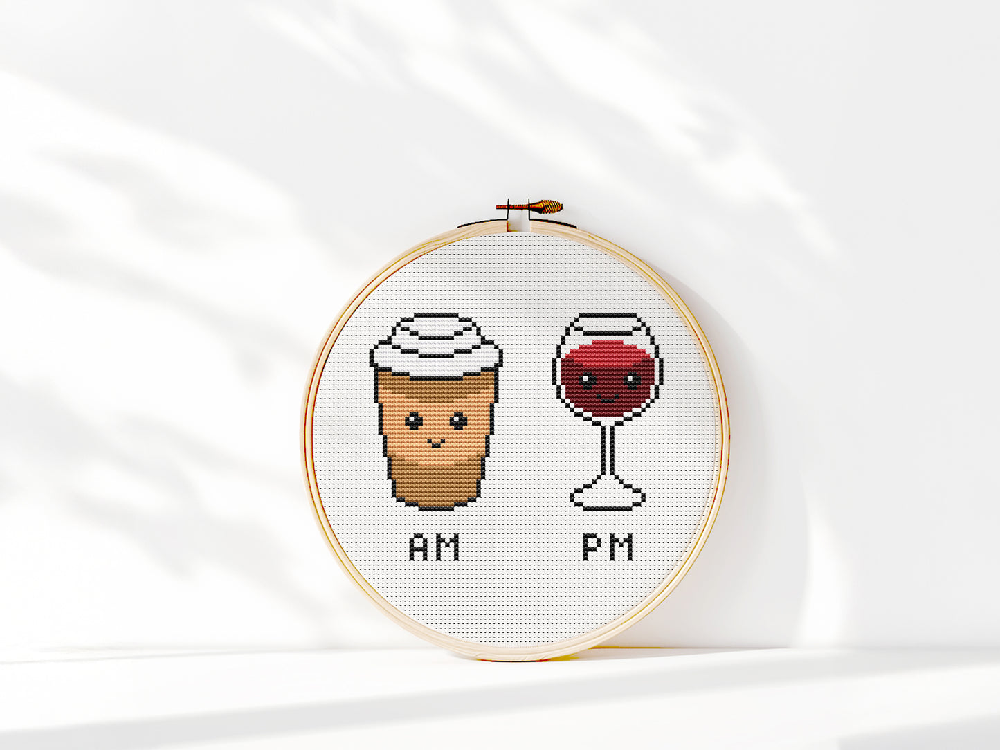 funny cross stitch patterns set, coffee wine quote, avocado love embroidery, donut coffee minimalist charts, modern pdf hoop art