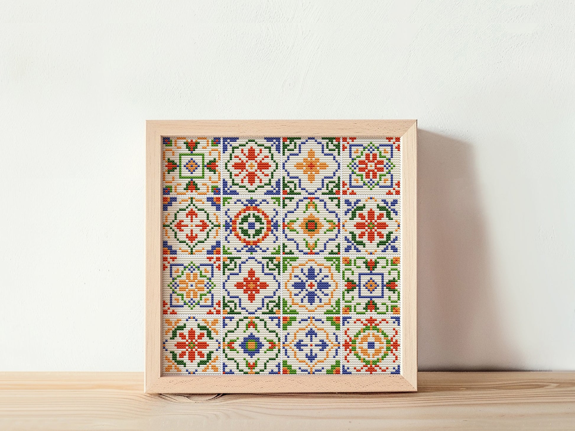 Abstract Tile Cross Stitch Pattern PDF Geometric Design