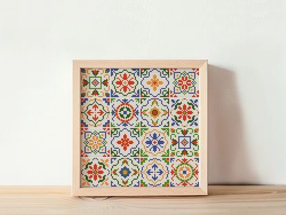 Abstract Tile Cross Stitch Pattern PDF Geometric Design
