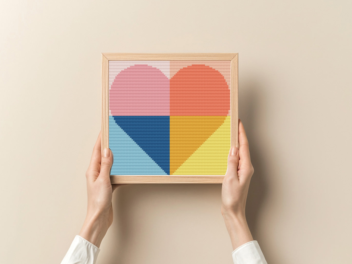 6 Colorful Geometric Shapes Cross Stitch Patterns – Small Modern PDF Set