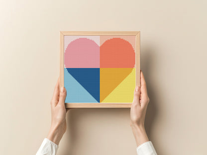 6 Colorful Geometric Shapes Cross Stitch Patterns – Small Modern PDF Set