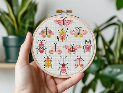 Butterflies cross stitch pattern, elegant nature-inspired PDF embroidery design