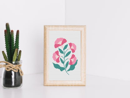 Digital flower embroidery pattern for hoop wall art