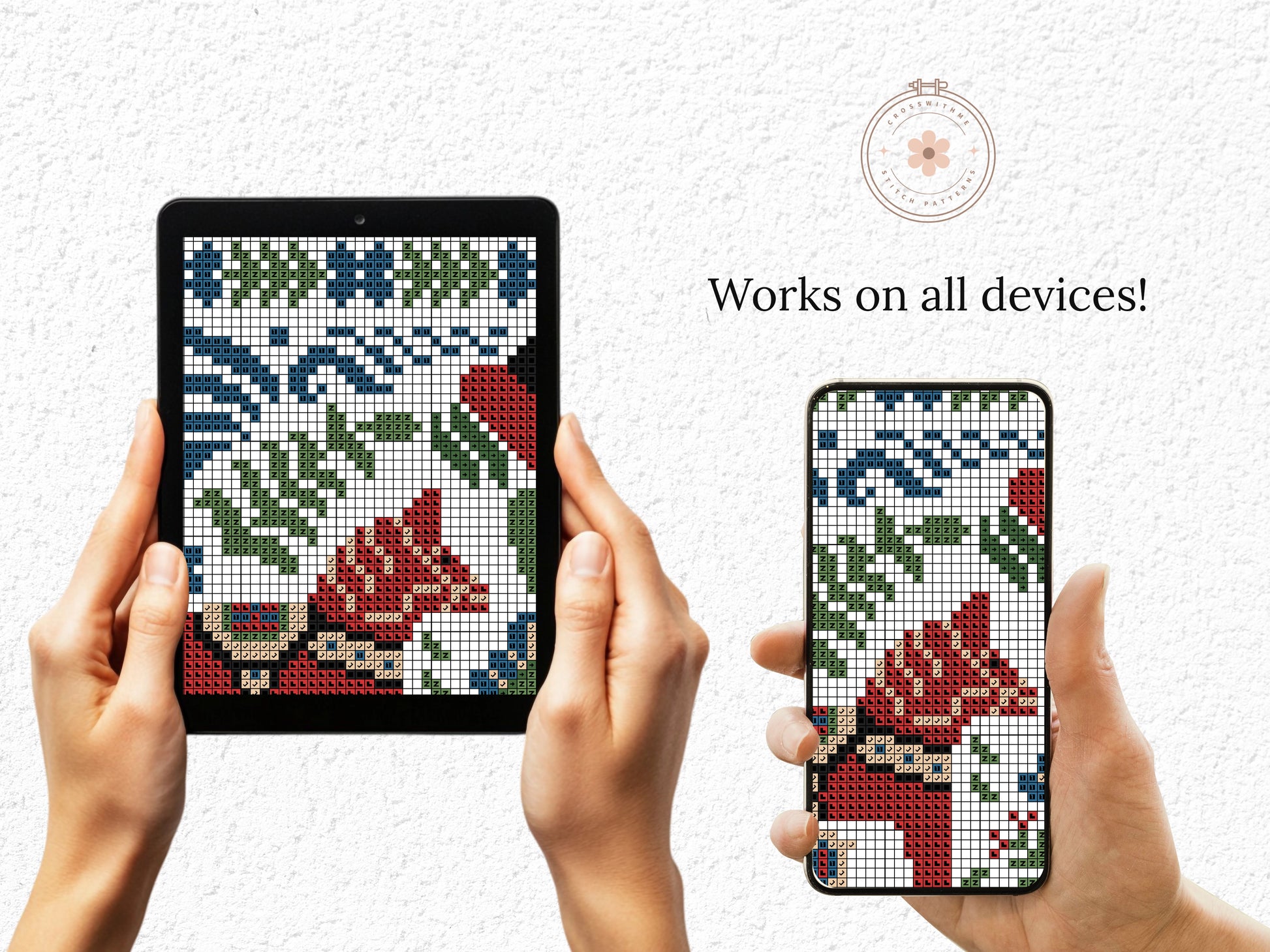 Swedish red horse cross stitch pattern, Nordic Dala horse embroidery design