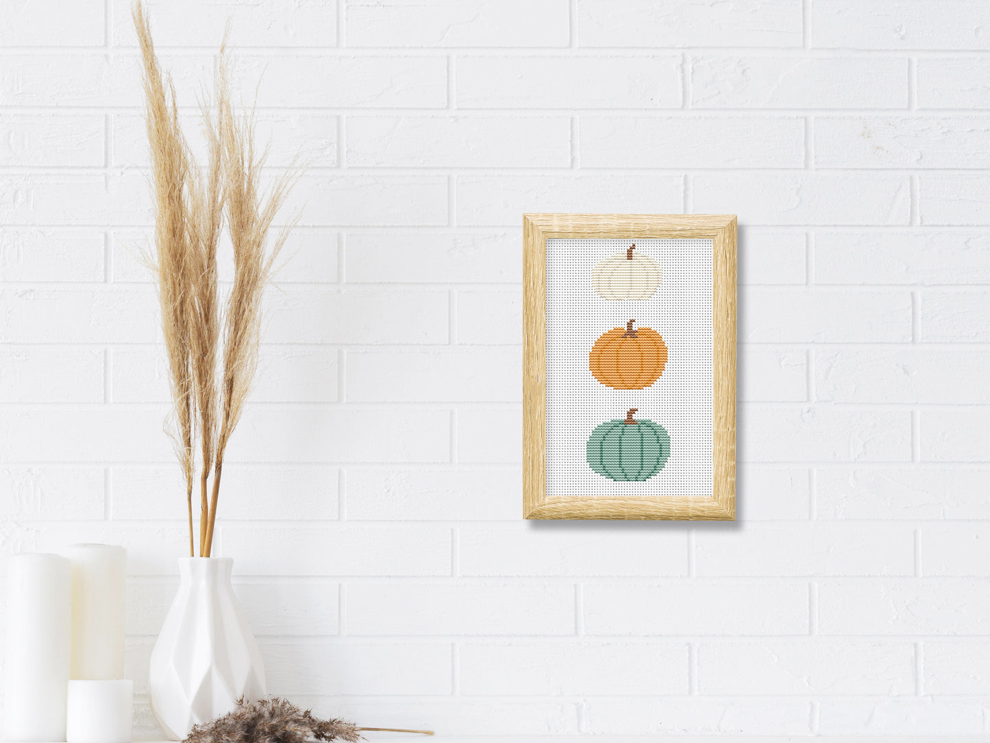Pumpkins Autumn Cross Stitch Pattern –  Fall Cozy Design - PDF file