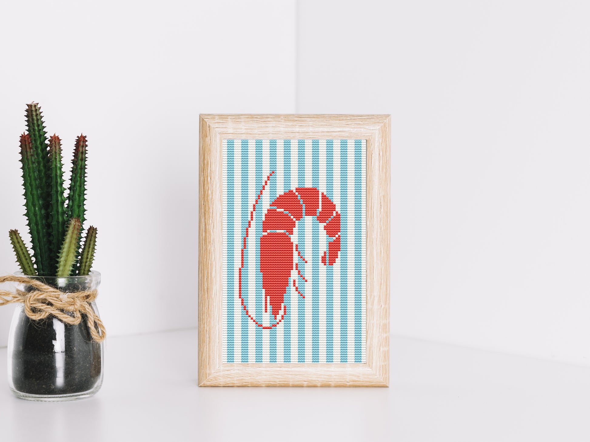 Shrimp trendy summer cross stitch pattern – modern seafood embroidery PDF