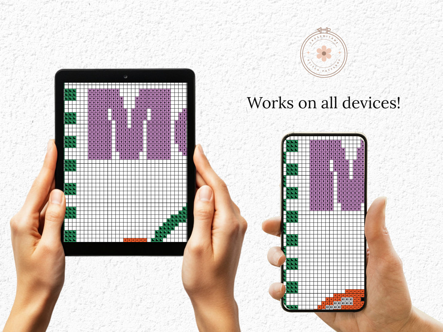 Mon Cherry cross stitch pattern with two cherries and quote in modern style – PDF download.