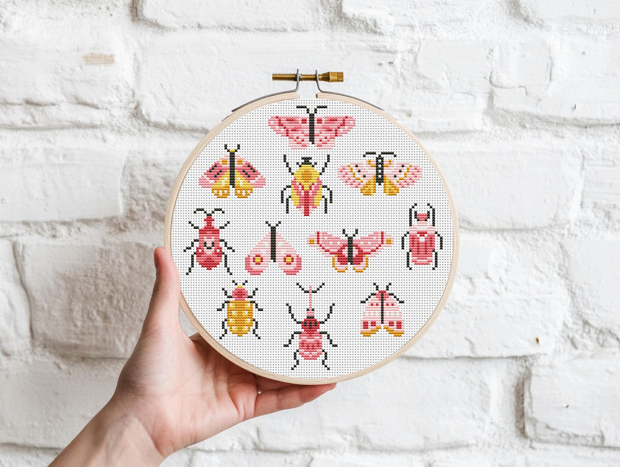 Butterflies cross stitch pattern, elegant nature-inspired PDF embroidery design