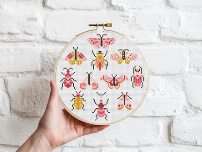 Butterflies cross stitch pattern, elegant nature-inspired PDF embroidery design