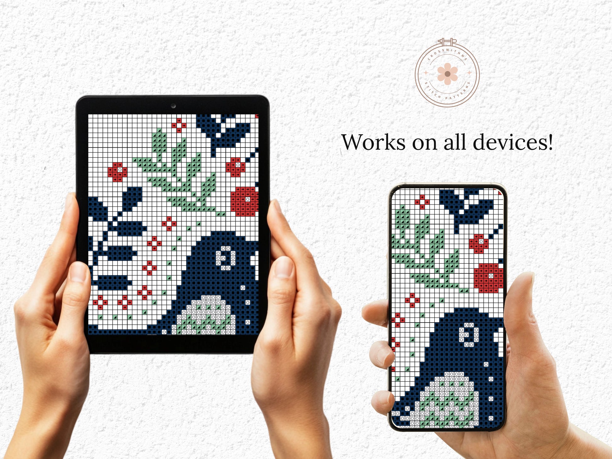 Nordic folk birds in ornaments cross stitch pattern, Scandinavian embroidery design