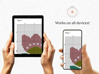 Three simple flowers cross stitch pattern with minimal floral design