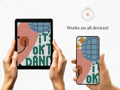 It’s OK to Dance Alone cross stitch pattern – empowering quote embroidery PDF for modern decor and self-love