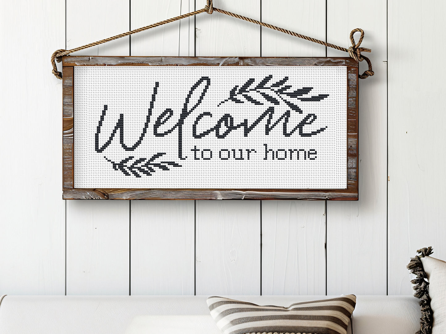 Welcome to Our Home Cross Stitch PDF – Rustic Farmhouse Quote