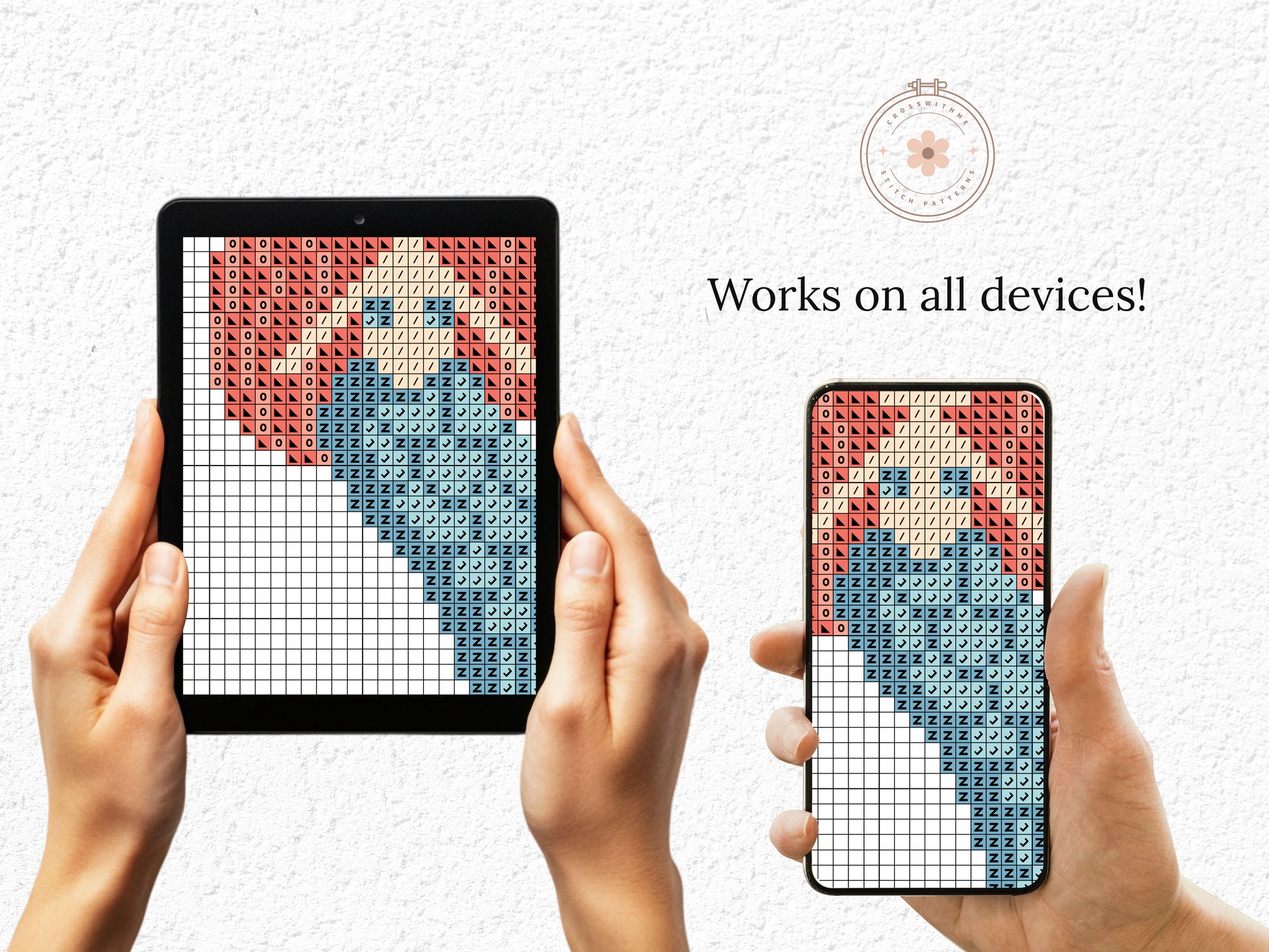 Colorful mermaid cross stitch pattern set – 5 cute PDF charts for nursery room decor