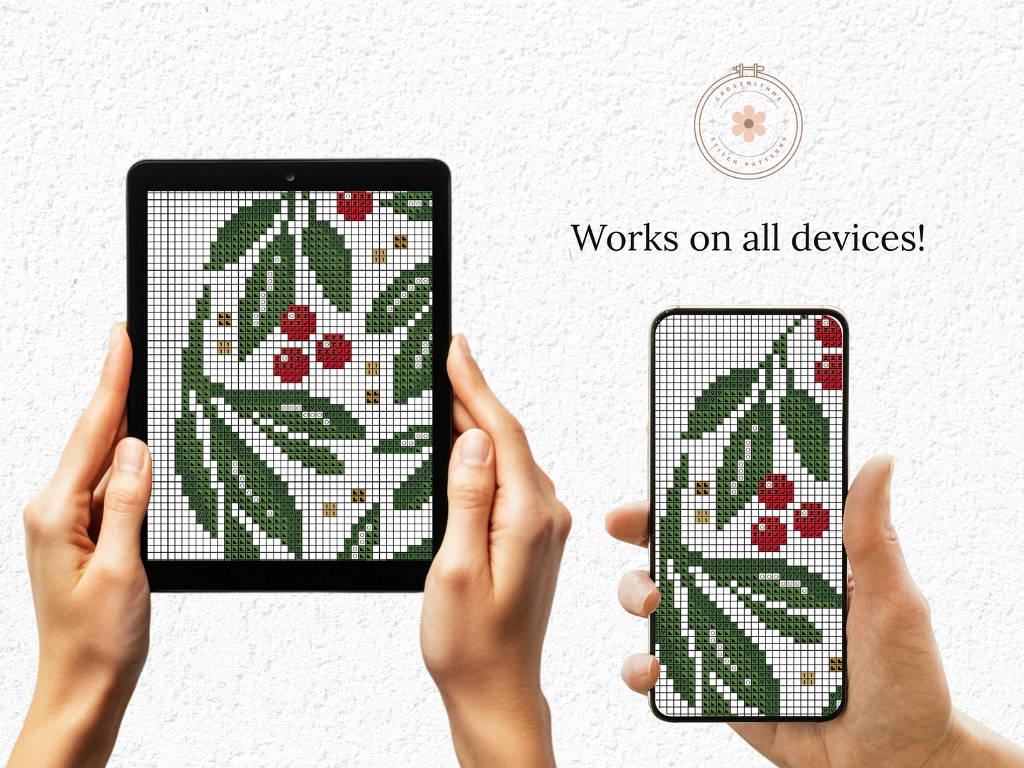 Christmas ornament cross stitch pattern, festive holiday embroidery design