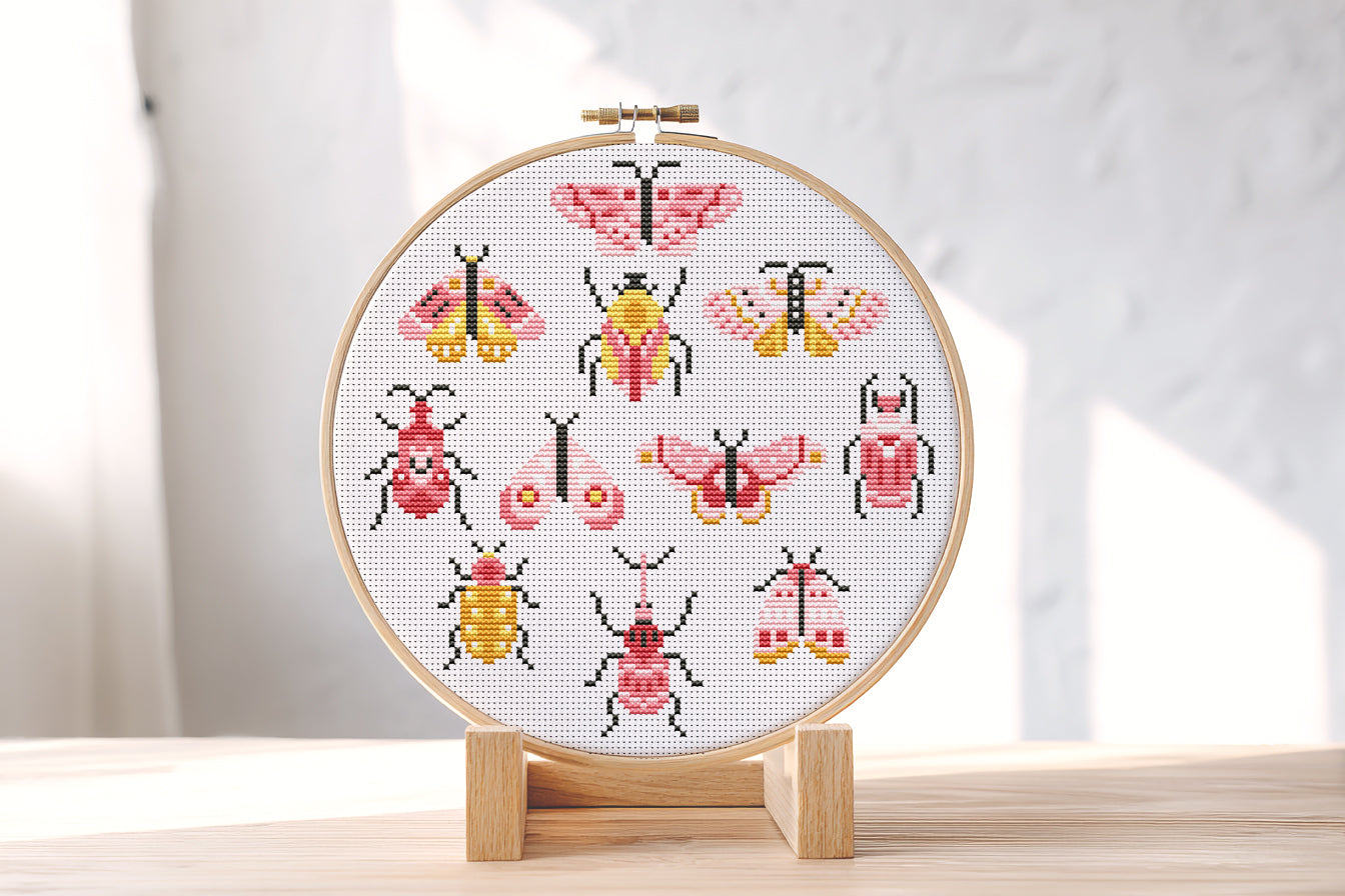 Butterflies cross stitch pattern, elegant nature-inspired PDF embroidery design