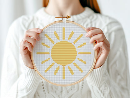 Mini Sun Summer cross stitch pattern - Beginner friendly PDF