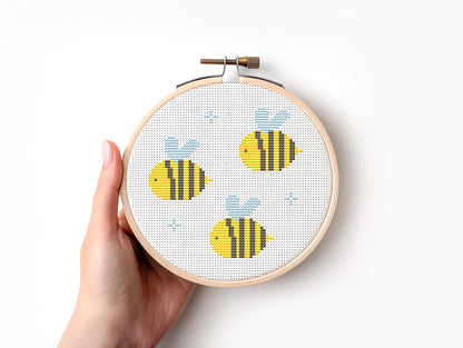 Cute Bees cross stitch pattern - Beginner friendly PDF