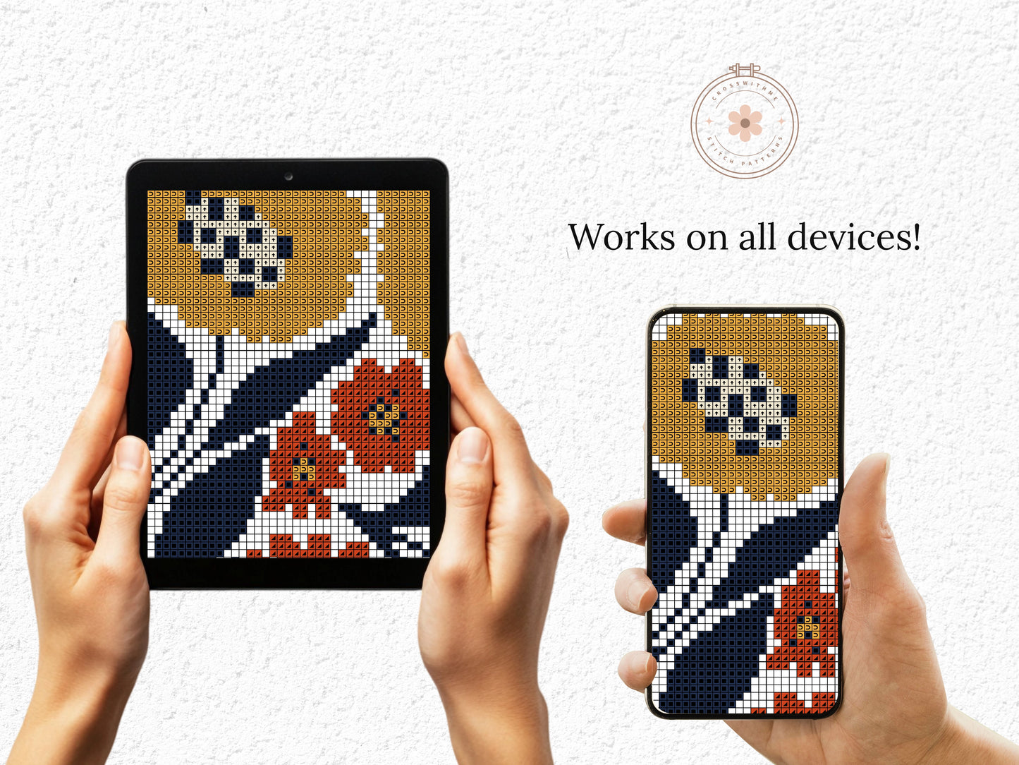 Autumn flowers cross stitch pattern with fall floral design