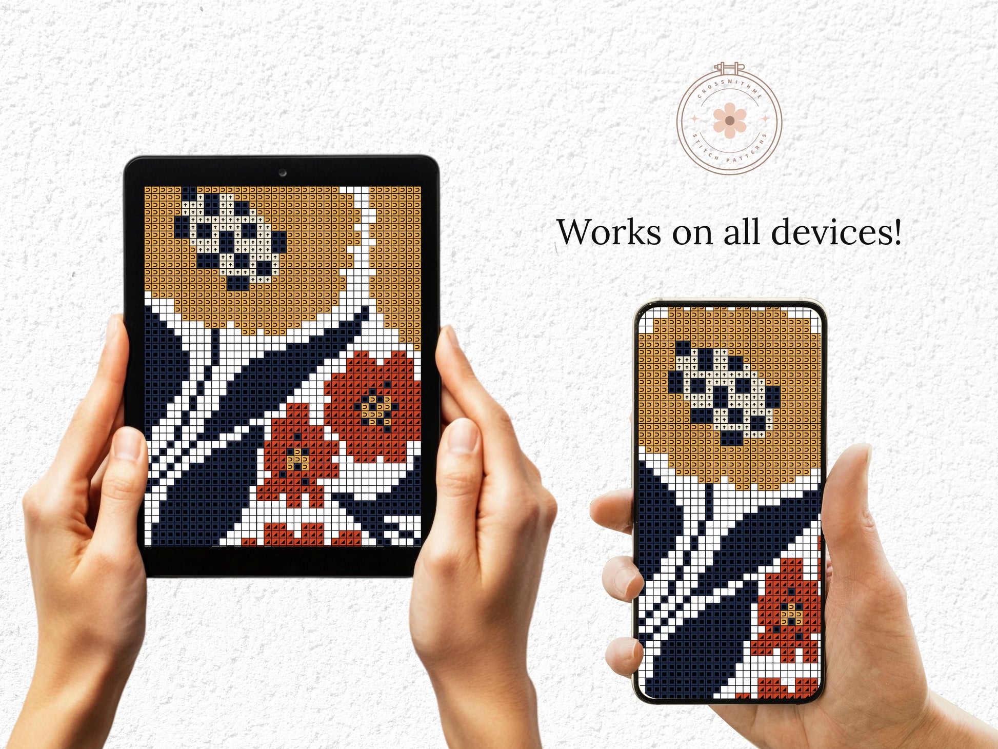 Autumn flowers cross stitch pattern with fall floral design