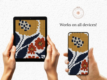 Autumn flowers cross stitch pattern with fall floral design